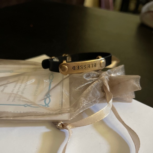 Leather Bracelet with “Blessed” gold tone bar - Picture 2 of 6